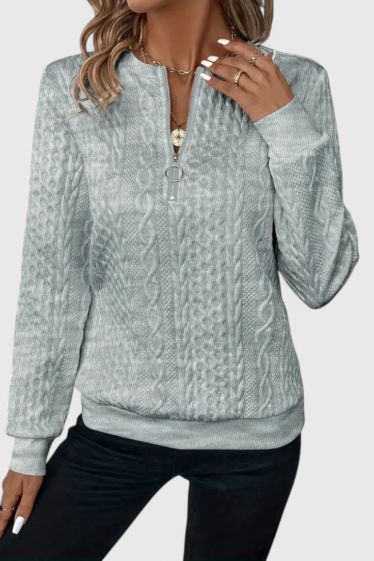 Zoey Soft Zip Knit Jumper | Elina Dublin