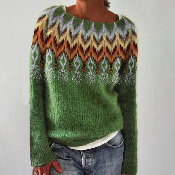 Katinka | Teal Retro Jumper with Nordic Pattern | Elina Dublin