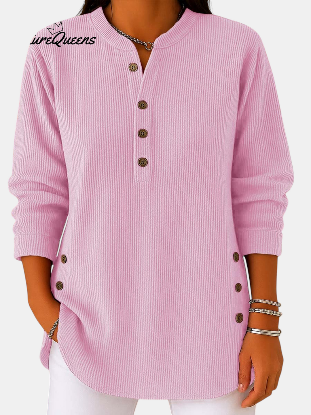 Sandrine™ — Flowy Buttoned Tunic, Elegant and Relaxed | Elina Dublin