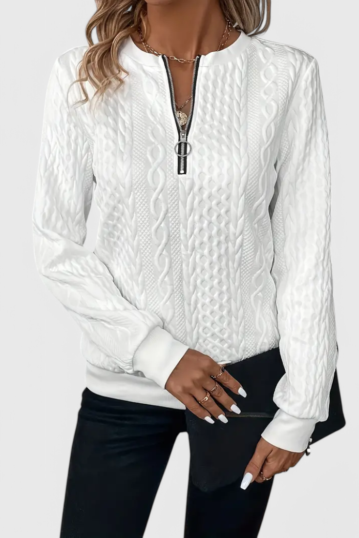 Zoey Soft Zip Knit Jumper | Elina Dublin