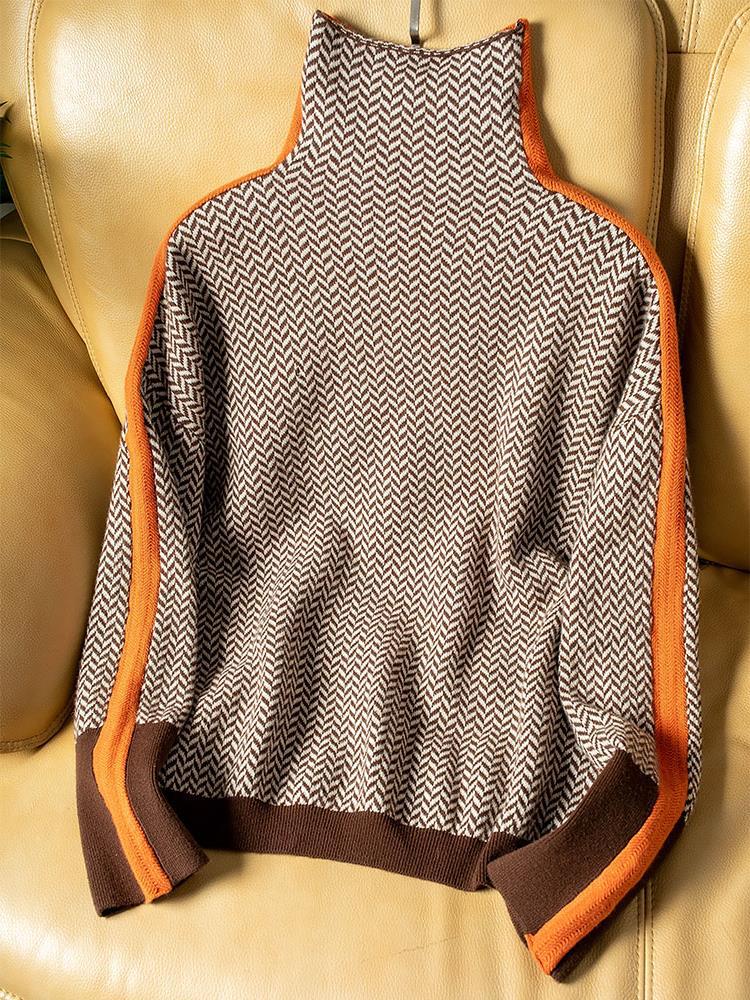 Beatriz - Turtleneck Sweater with Bold Contrast Stripes | Elina Dublin