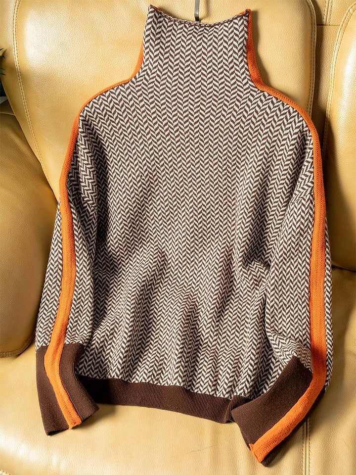 Beatriz - Turtleneck Sweater with Bold Contrast Stripes | Elina Dublin