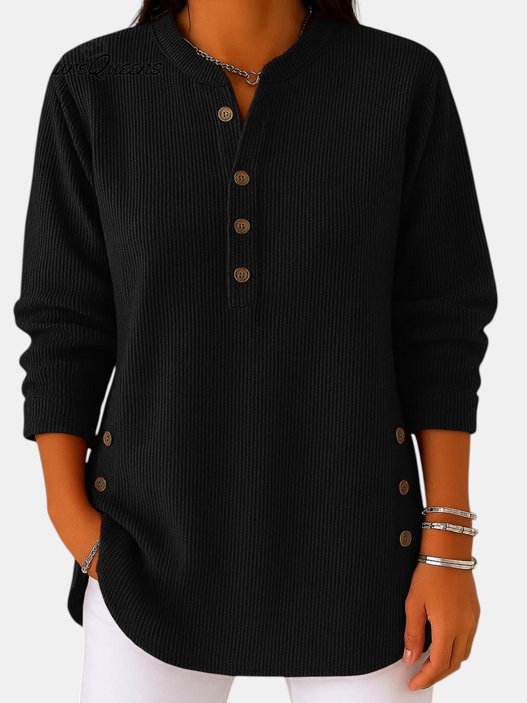 Sandrine™ — Flowy Buttoned Tunic, Elegant and Relaxed | Elina Dublin