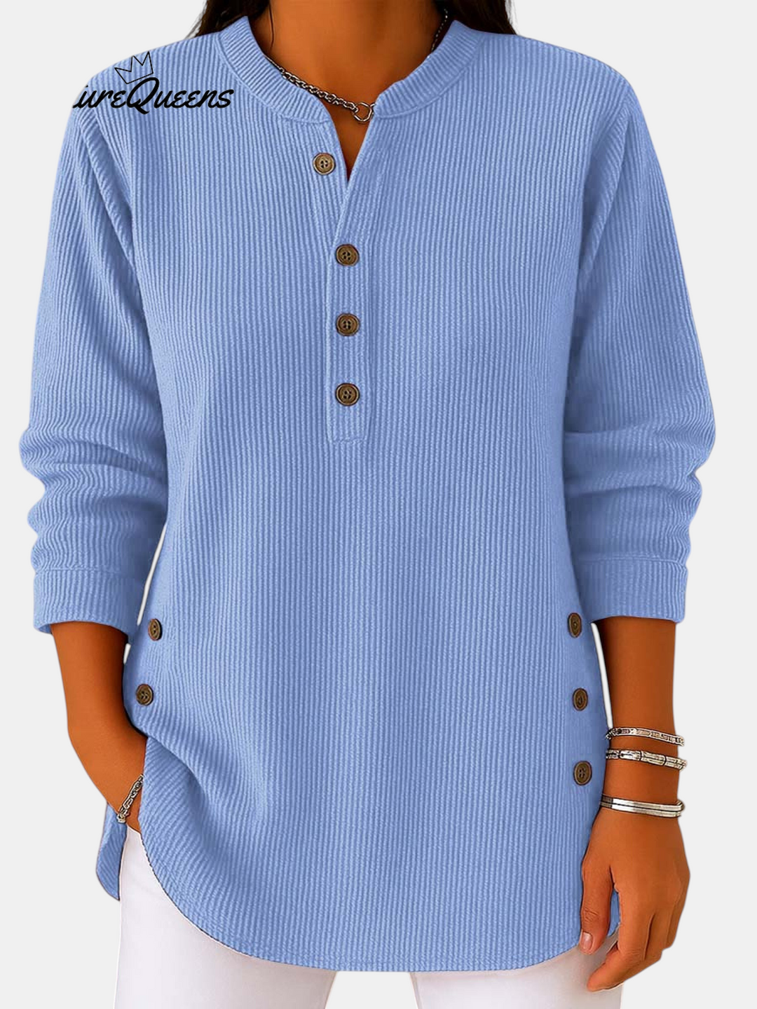 Sandrine™ — Flowy Buttoned Tunic, Elegant and Relaxed | Elina Dublin