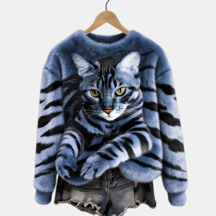 Marie™ | Soft Elegant Cat Print Sweater | Elina Dublin