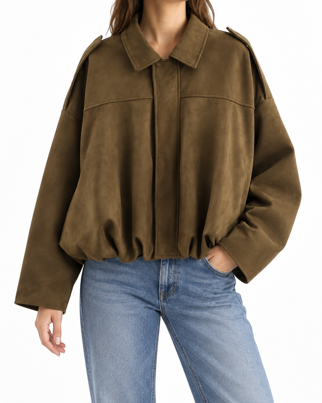 ANNA™ – Chic Cropped Pilot Jacket — Elina Dublin studio photograph