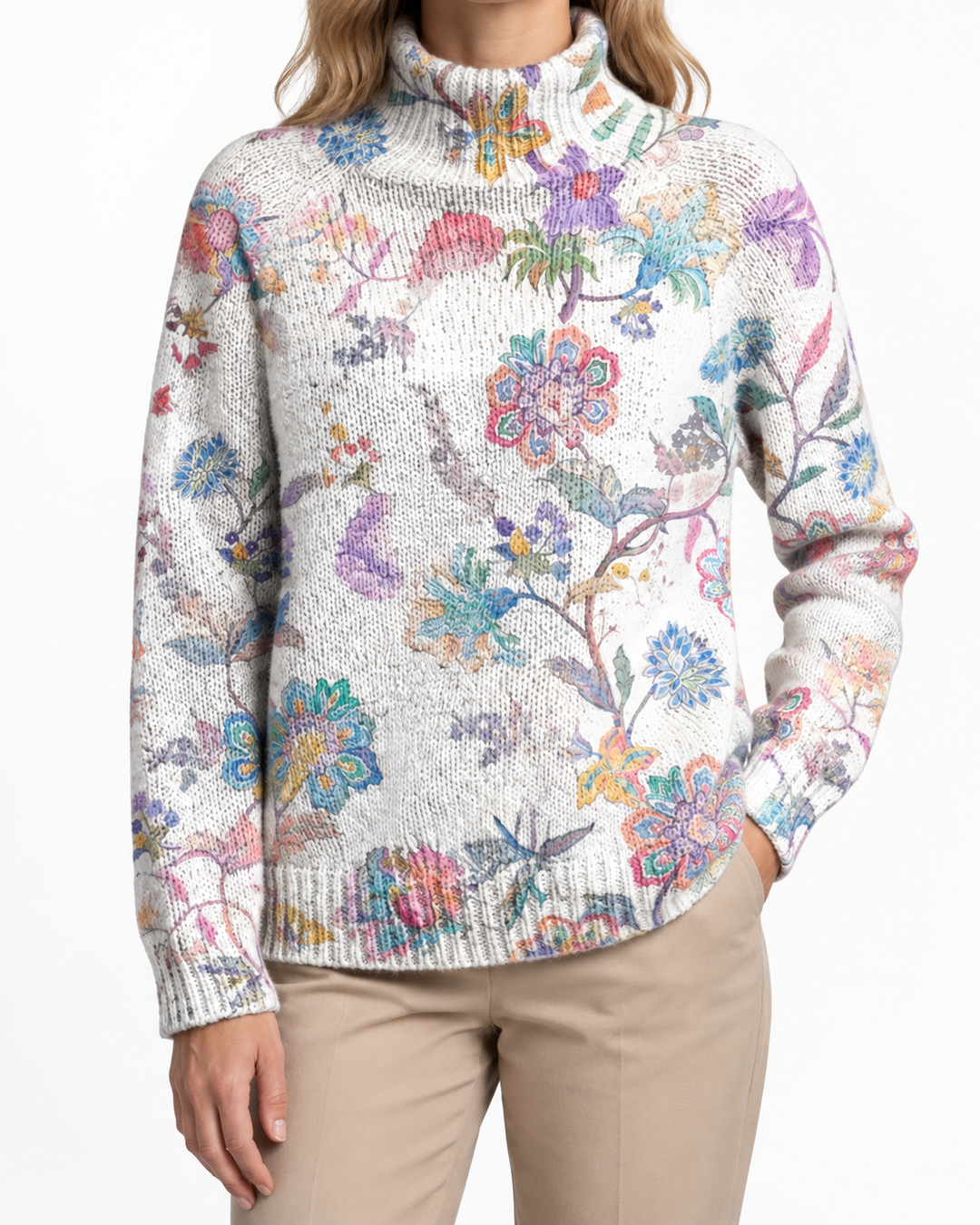 Aoibhmhainn - Pastelfloral White Jumper — Elina Dublin studio photograph
