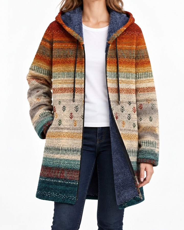 Autumn Striped Coat — Elina Dublin studio photograph