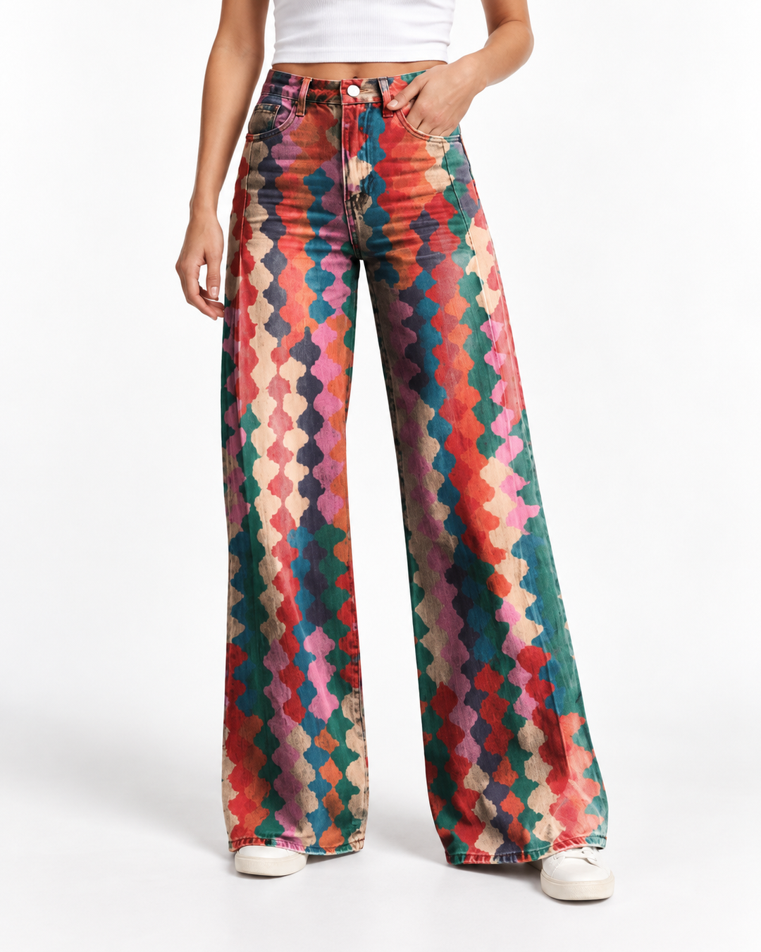 BETH™ - Vibrant Boho Wide-Leg Pants — Elina Dublin studio photograph