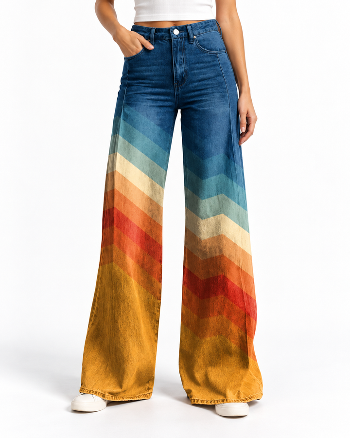 CALLIE™ - Retro Chevron Wide-Leg Pants — Elina Dublin studio photograph