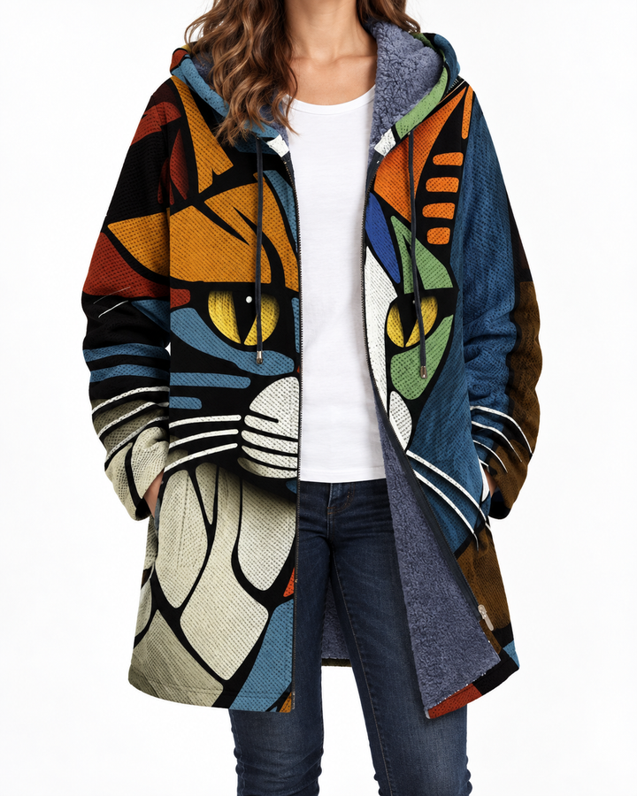 Cat Face Pattern Cardigan — Elina Dublin studio photograph