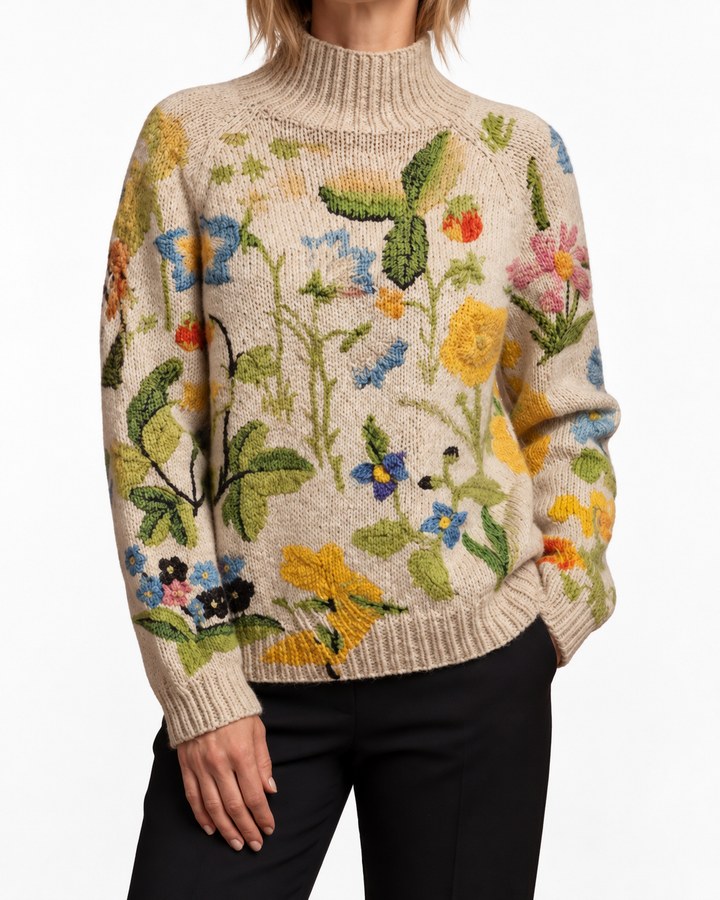 Ceanmhainn - Creamblossom Highneck Jumper — Elina Dublin studio photograph