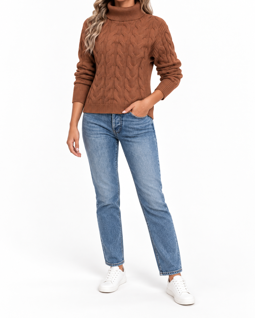 Ceathchnoc - Cable Turtleneck Sweater — Elina Dublin studio photograph