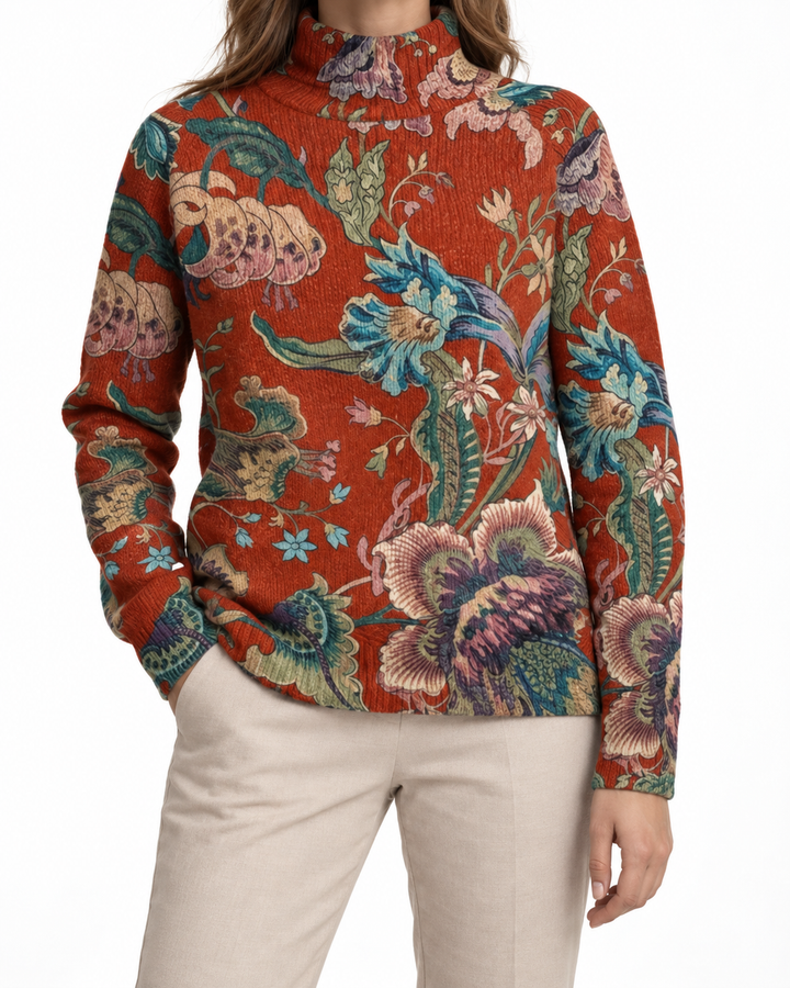 Ceathmhainn - Terracotta Floral Jumper — Elina Dublin studio photograph