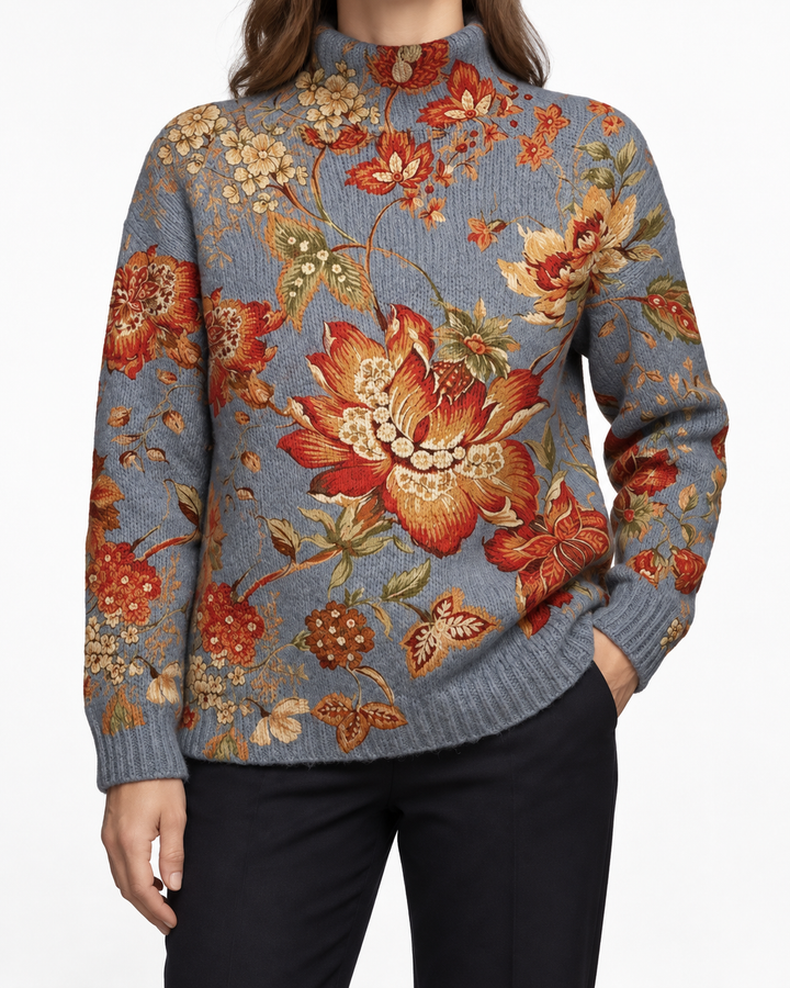 Ceaththuaidh - Floral Skyblue Jumper — Elina Dublin studio photograph