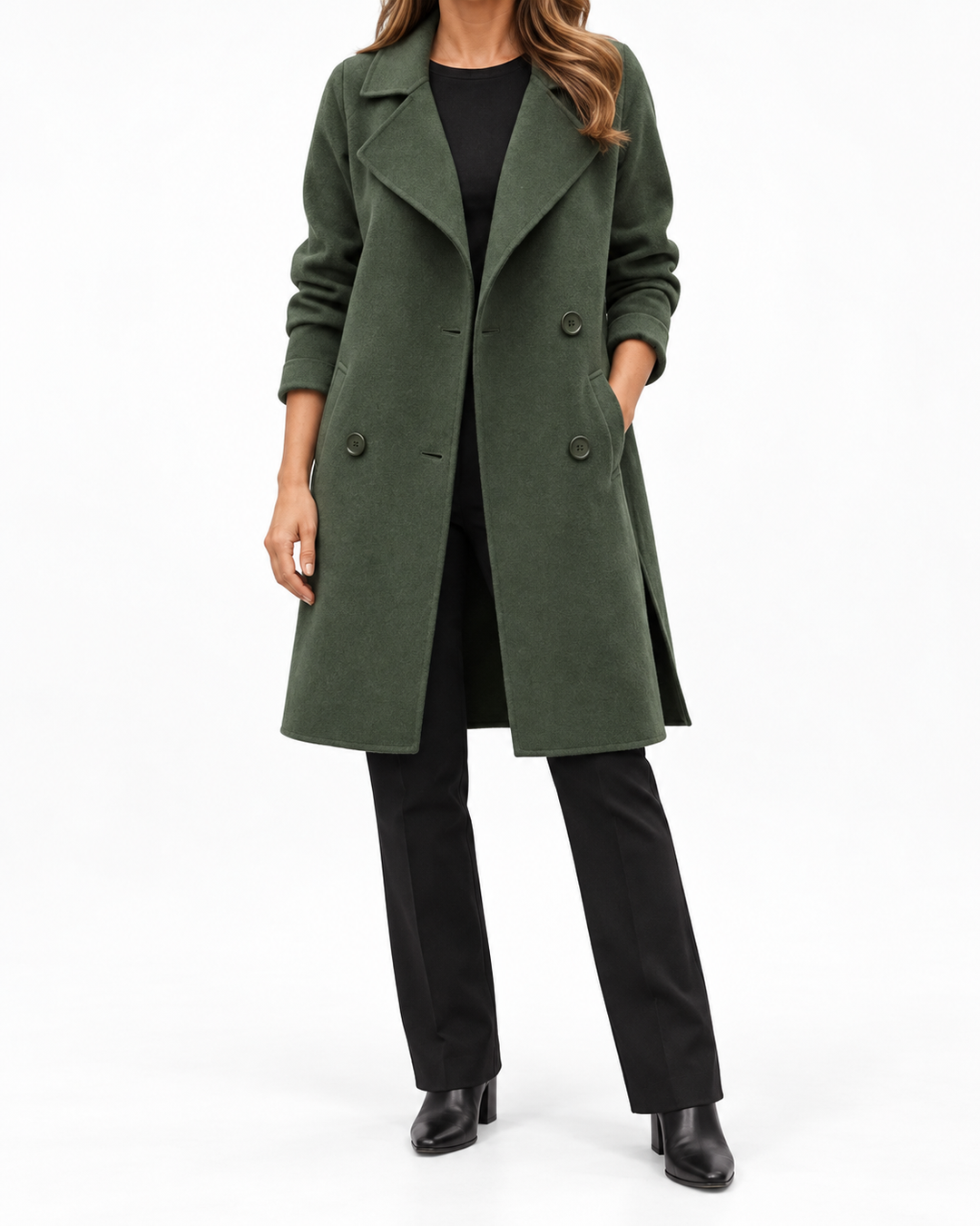 CELINA™ - Long Trench Coat — Elina Dublin studio photograph