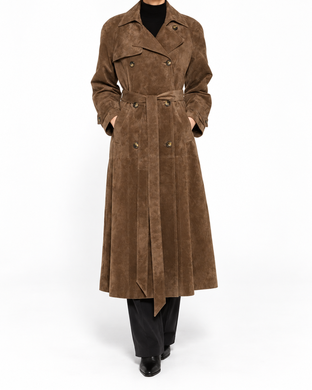 CHANTAL™ - Classic Belted Trench Coat — Elina Dublin studio photograph