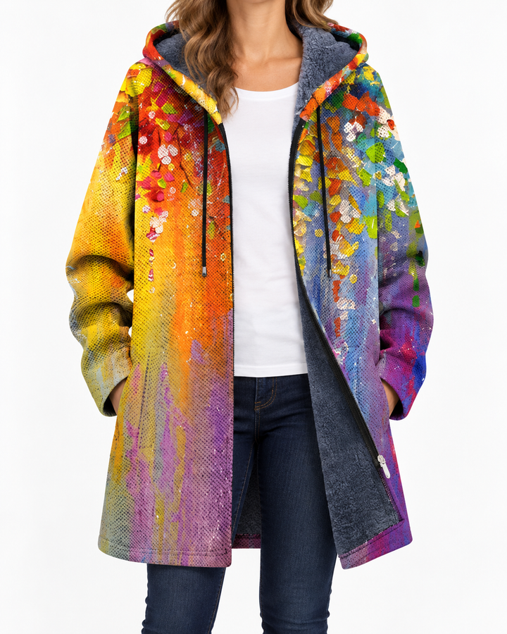 Coat with Abstract Art — Elina Dublin studio photograph