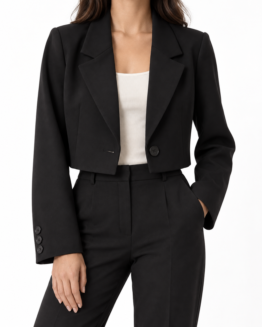 CORALIE™ - Sophisticated Cropped Blazer — Elina Dublin studio photograph