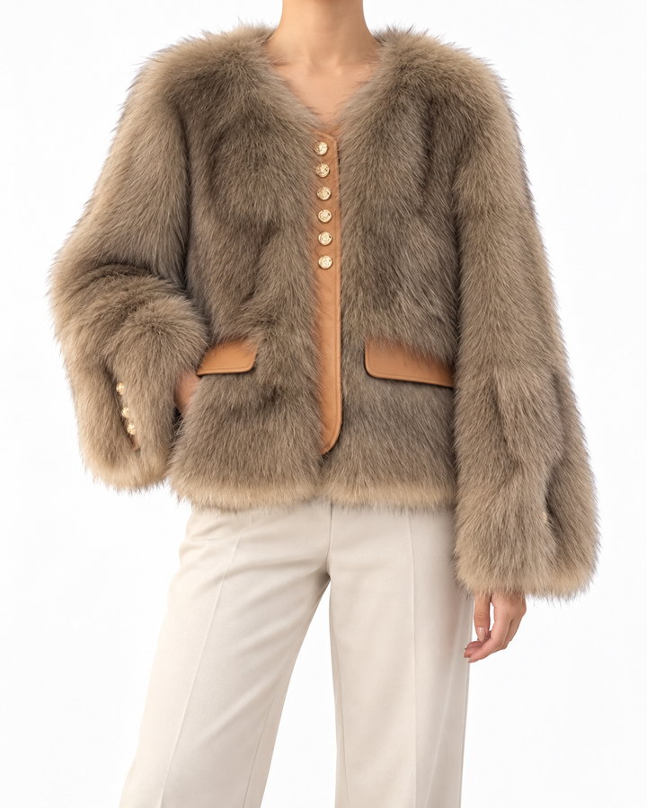 COSETTE™ – Korean Faux Fox Fur Coat — Elina Dublin studio photograph