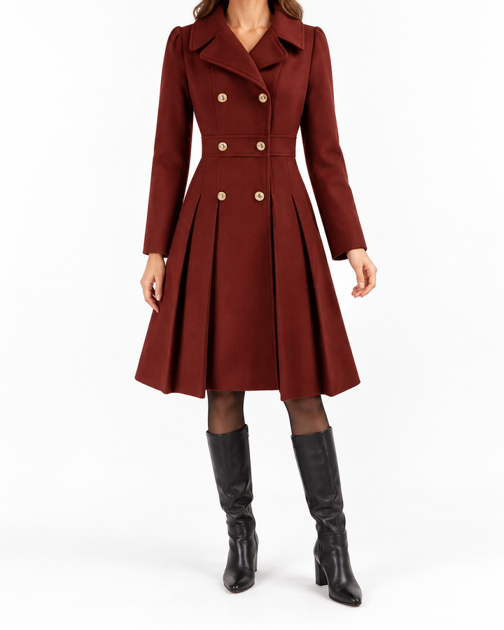 DAMI™ - Classy Double Button Long Sleeve Coat — Elina Dublin studio photograph