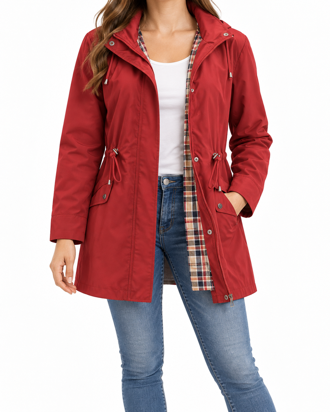 DENA™ - Lightweight Hooded Trench Coat for Casual Outings — Elina Dublin studio photograph