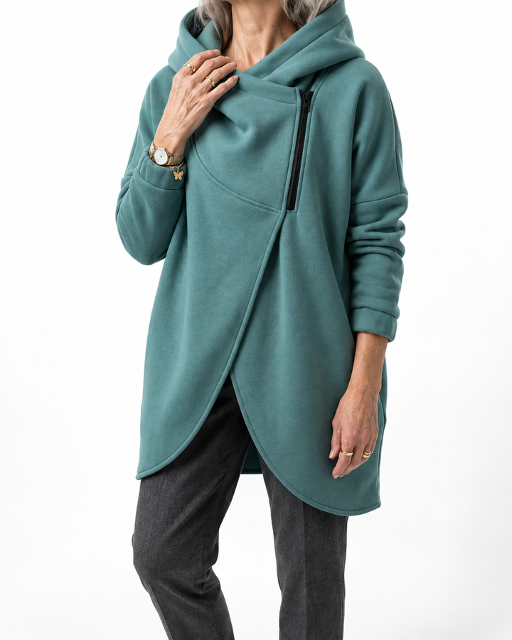 Doriane™ — Cosy Asymmetric Zip Sweatshirt, Urban Style — Elina Dublin studio photograph