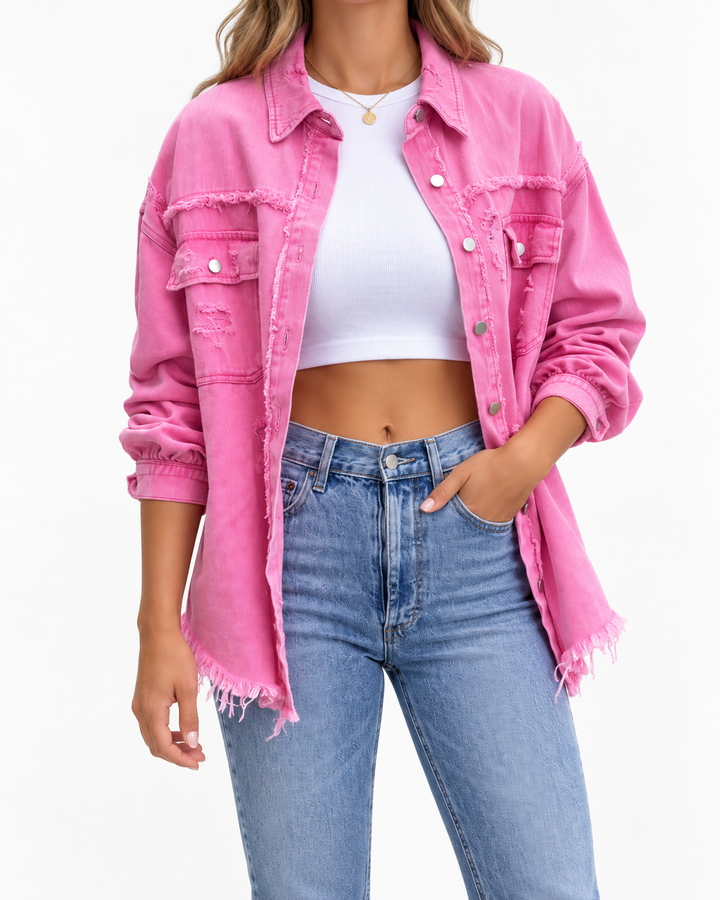 EUGENIA™ – Relaxed Drop Shoulder Collared Jacket — Elina Dublin studio photograph