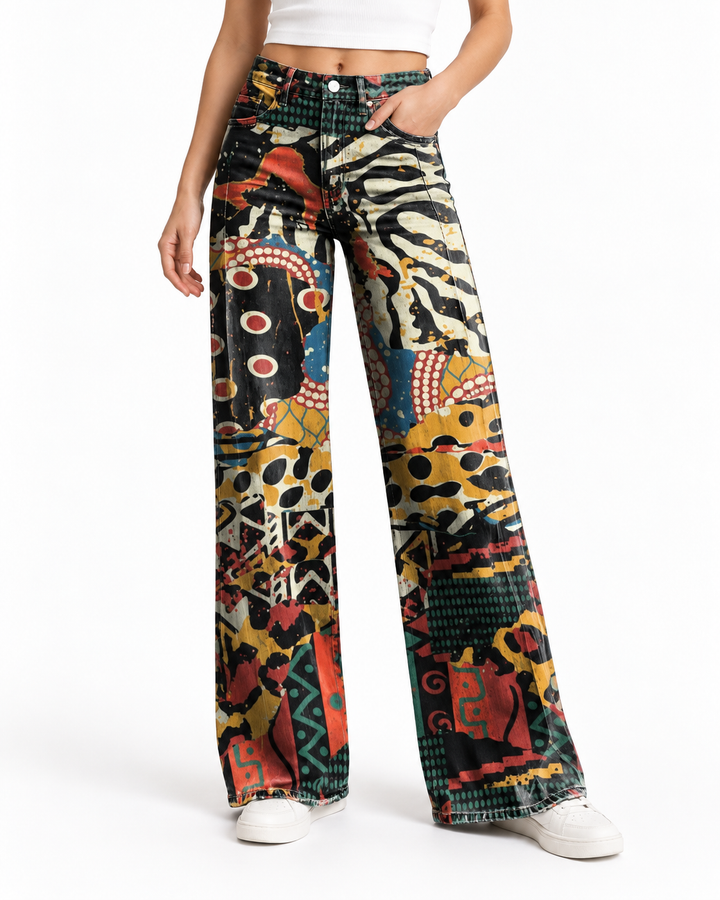 FELICITY™ - Artistic Print Wide-Leg Pants — Elina Dublin studio photograph