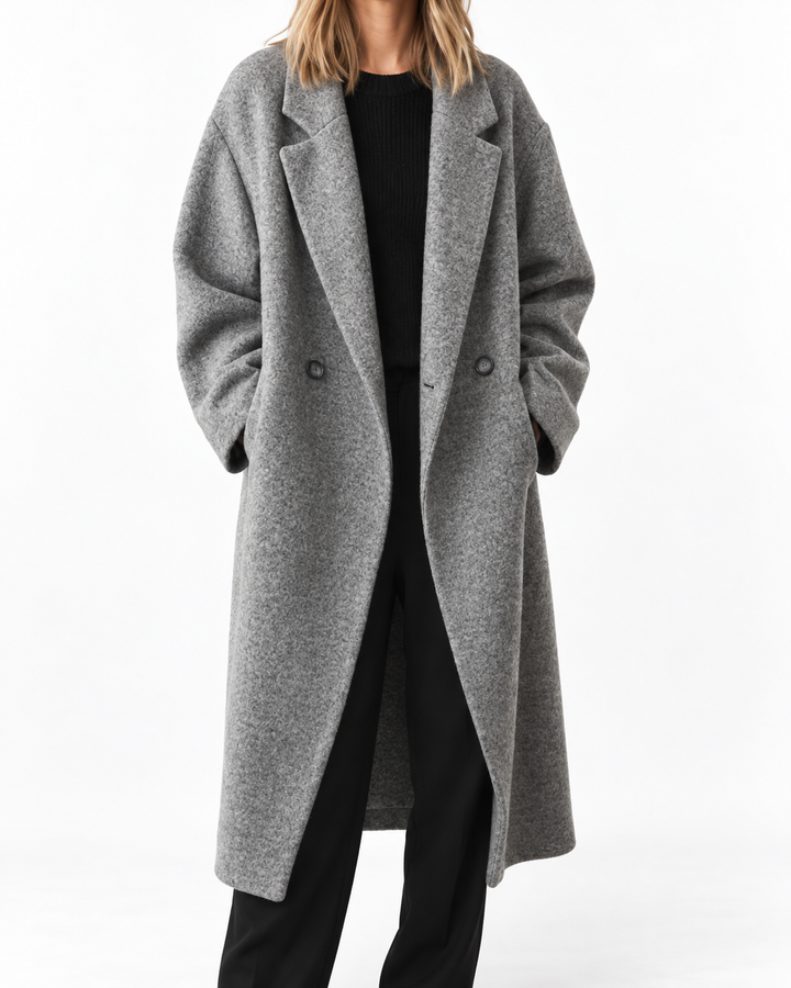 FIONA™ | Classic Tailored Overcoat — Elina Dublin studio photograph