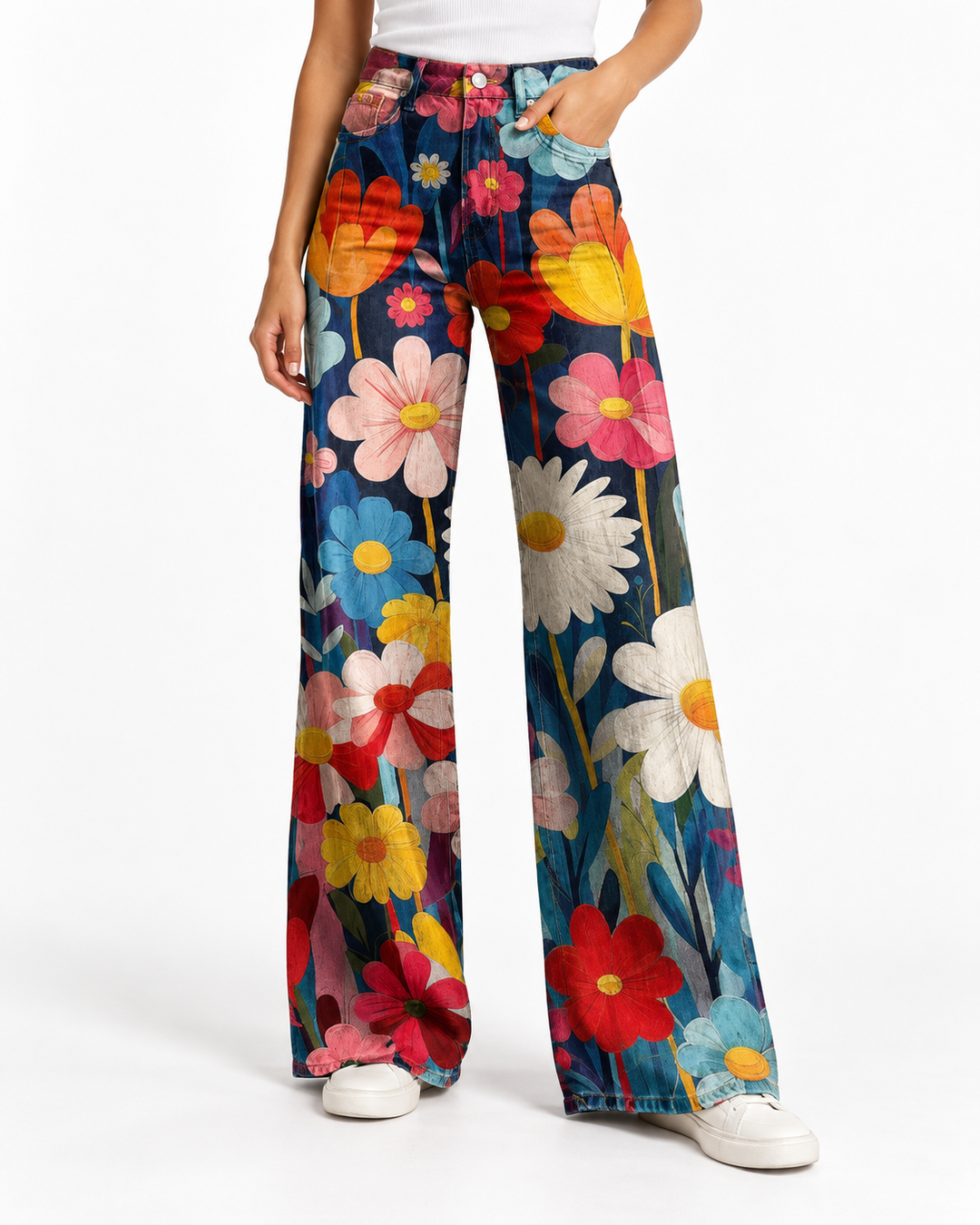 FLEUR™ - Chic Floral Wide-Leg Pants — Elina Dublin studio photograph