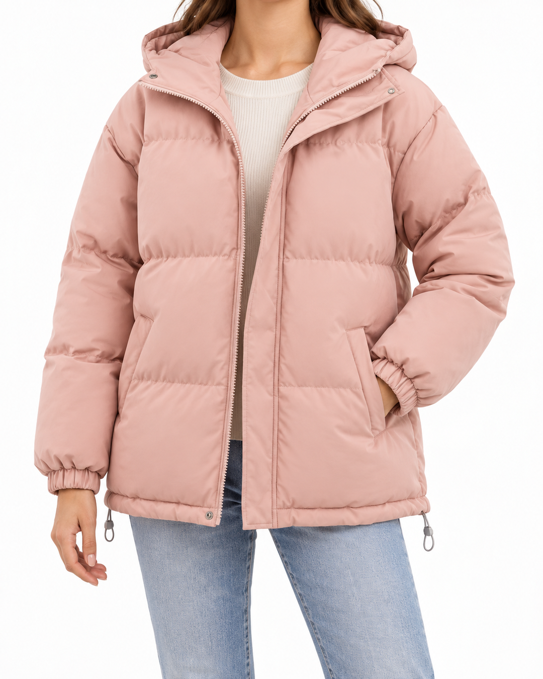 FROSTY™ - Cozy Hooded Winter Jacket — Elina Dublin studio photograph