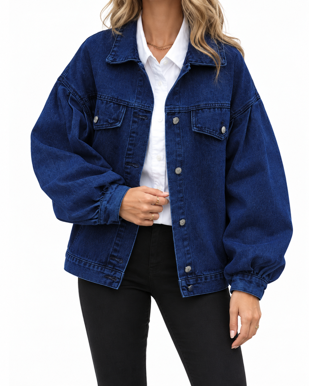 HEILA™ - Casual Long Sleeve Button Down Jacket — Elina Dublin studio photograph