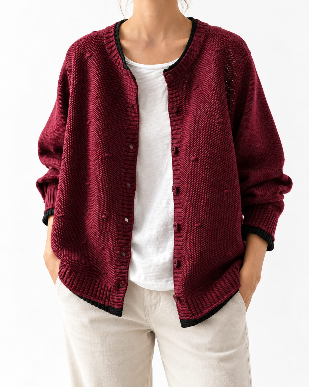Isadora - Textured Cardigan — Elina Dublin studio photograph