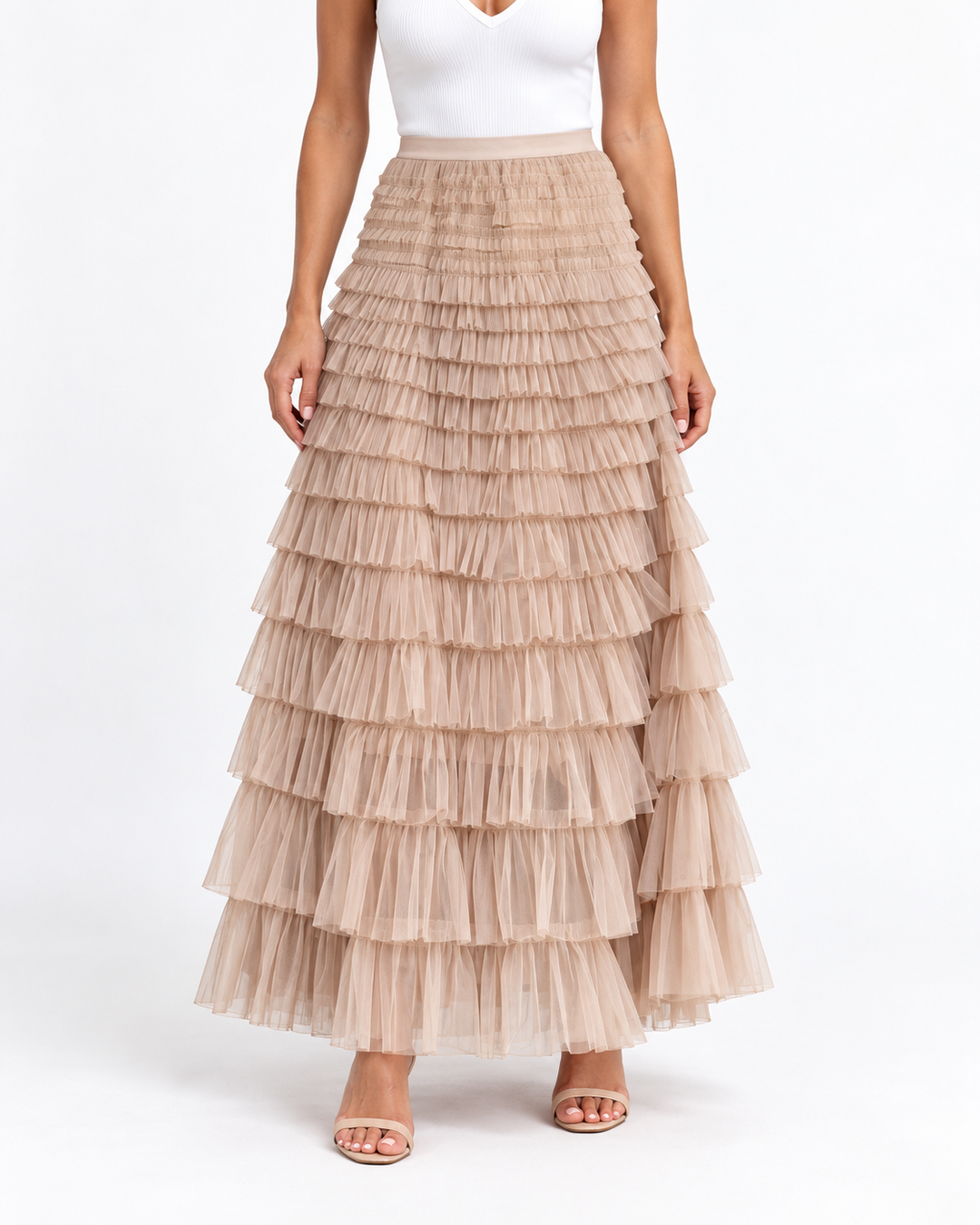 JOAN™ - Elegant Maxi Layered Cake Skirt — Elina Dublin studio photograph