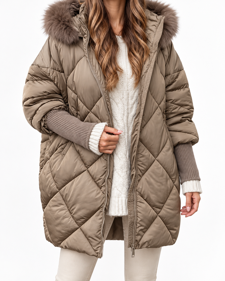 KARINA™ - Quilted Luxe Winter Jacket — Elina Dublin studio photograph