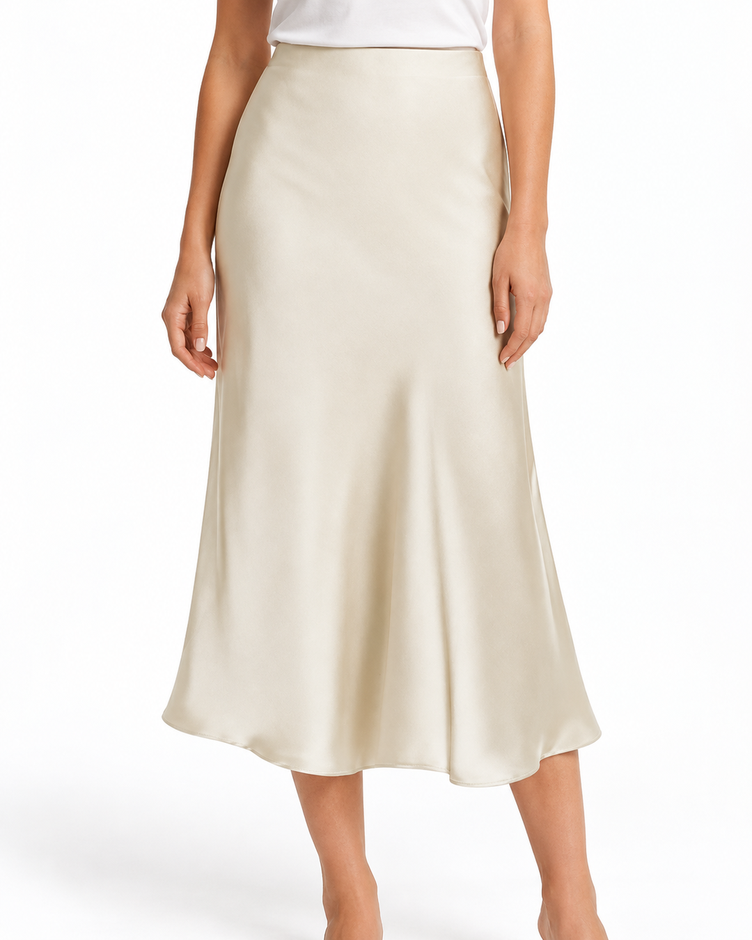 KEITH™ - Elegant High Waist Side Slit Midi Skirt — Elina Dublin studio photograph
