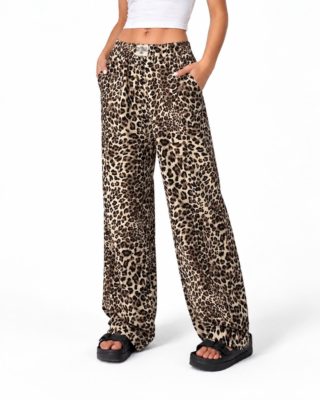 LIEZEL™ – Comfy Straight-Leg Leopard Print Pants — Elina Dublin studio photograph