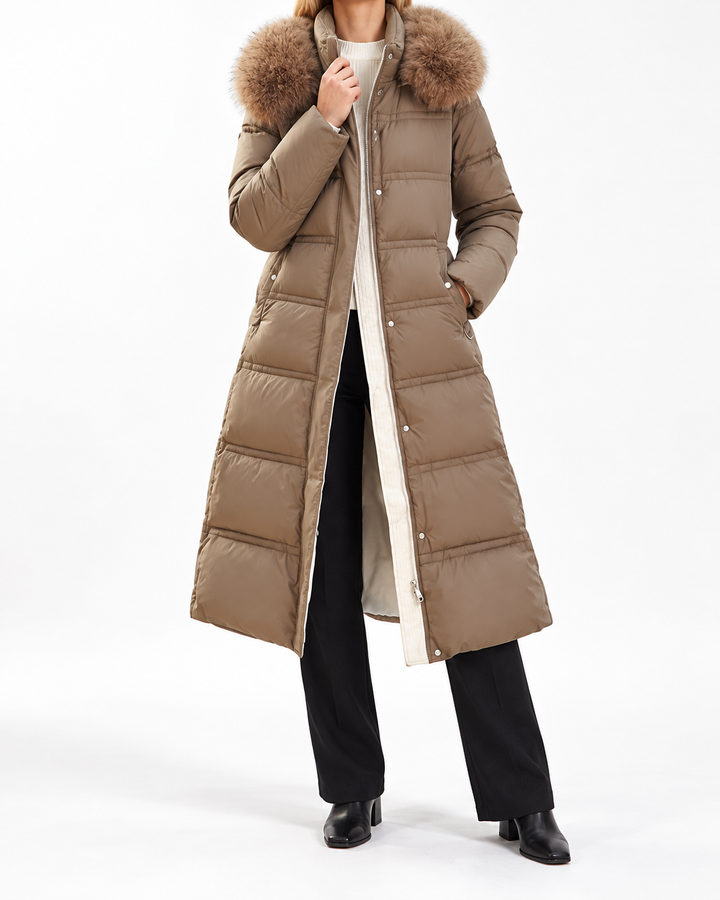 LUCIA™ | Designer Winter Parka with Fur Hood — Elina Dublin studio photograph