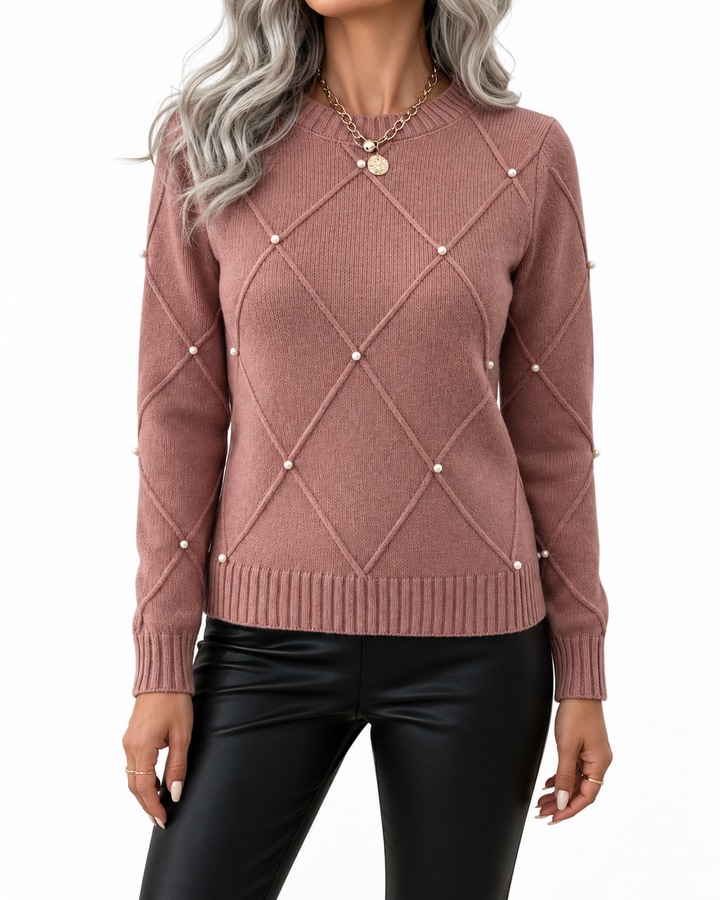 Marguerite™ – Elegant Sweater with Delicate Pearls — Elina Dublin studio photograph