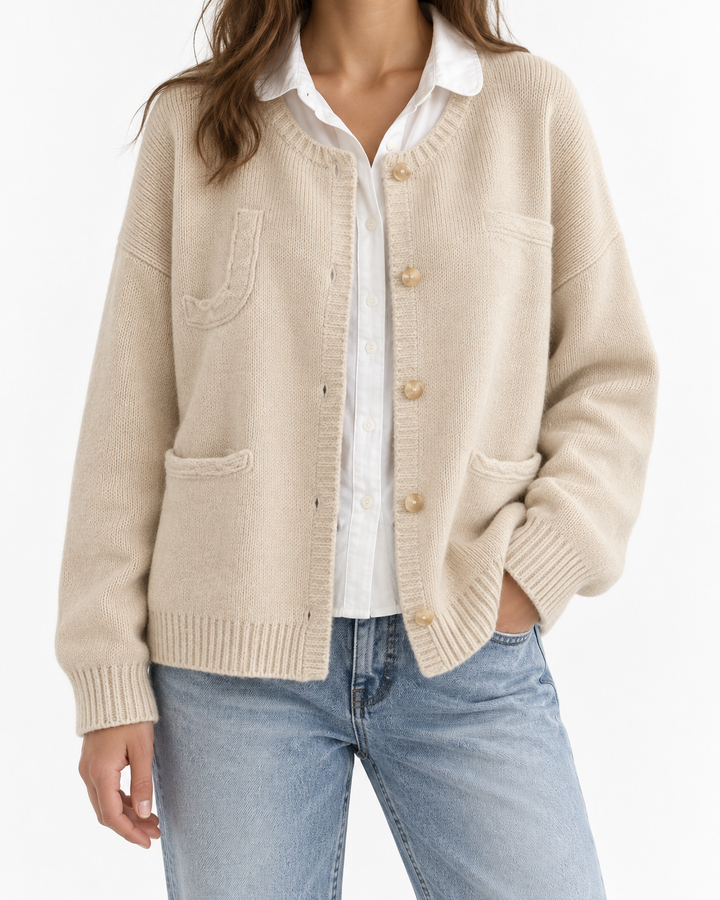 Marcela - Elegant Cardigan — Elina Dublin studio photograph