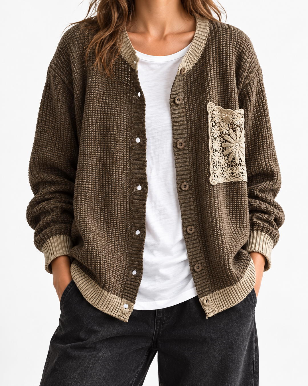 Marcelina - Knitted Coat with Pockets — Elina Dublin studio photograph
