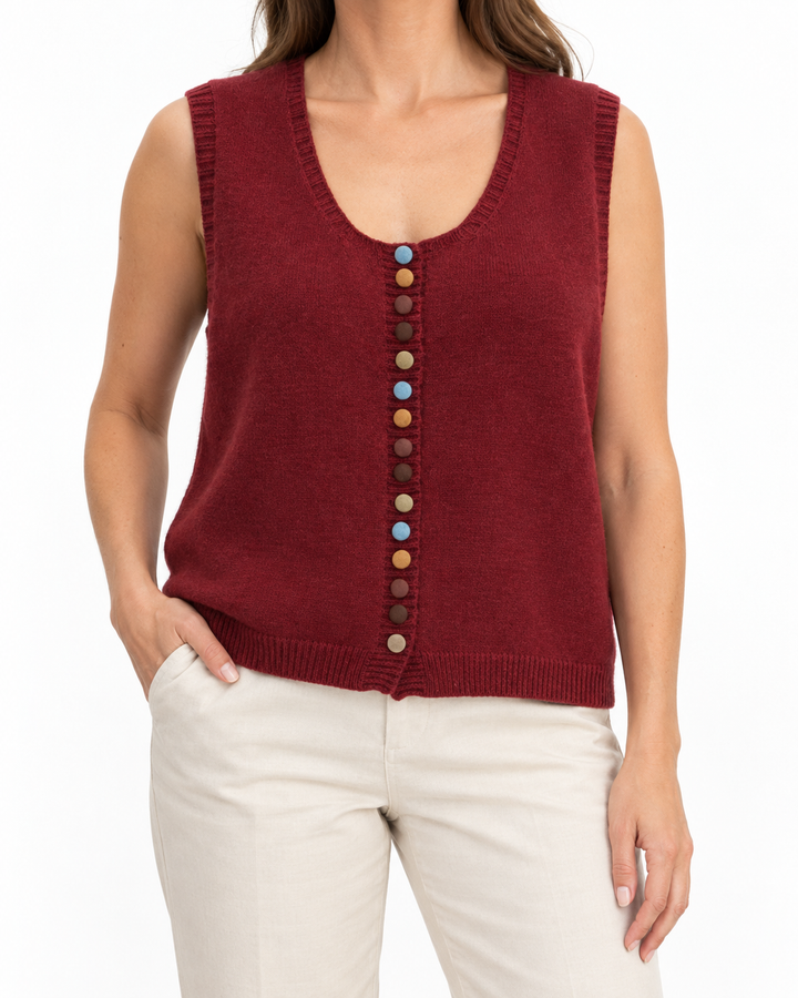 Maribela - Knitted Gilet with Buttons — Elina Dublin studio photograph