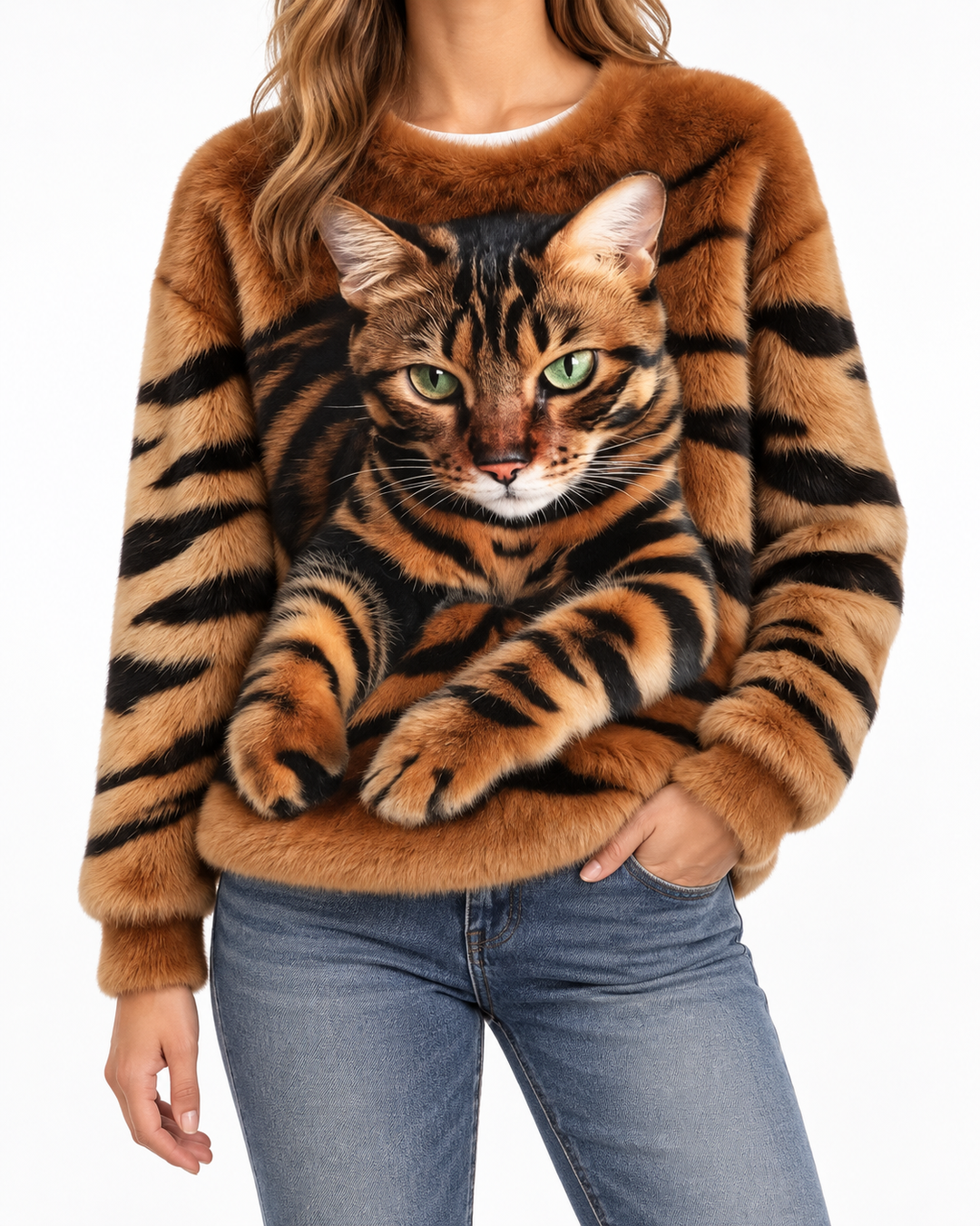 Marie™ | Soft Elegant Cat Print Sweater — Elina Dublin studio photograph