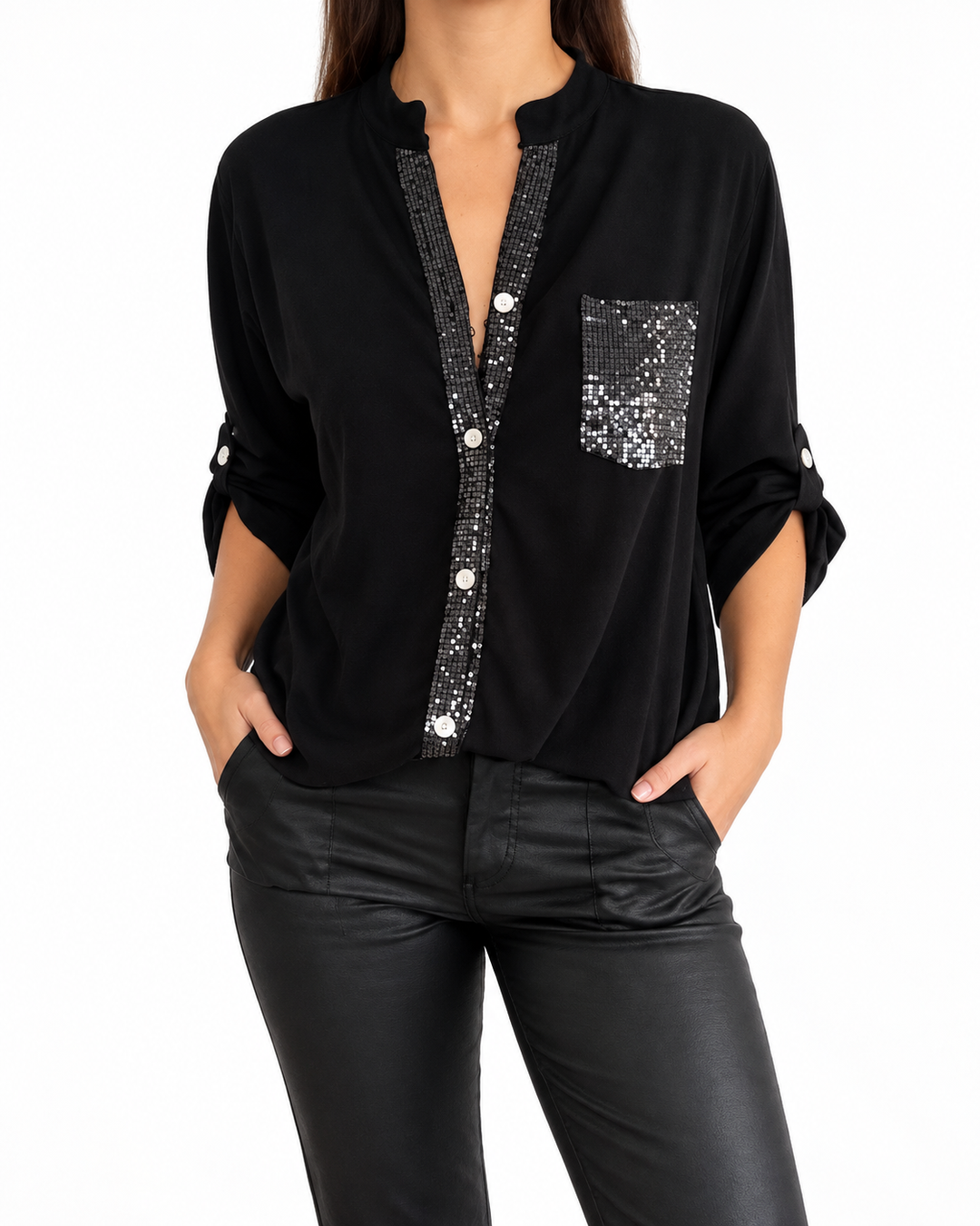 Marina™ — Elegant Top with Shimmering Details — Elina Dublin studio photograph