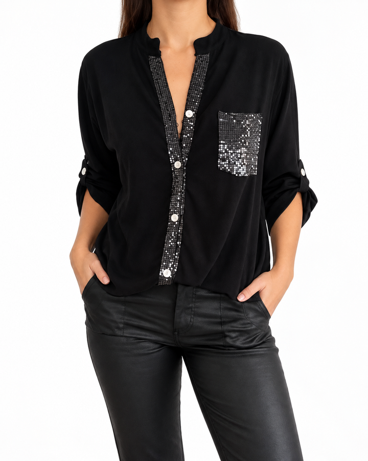 Marina™ — Elegant Top with Shimmering Details — Elina Dublin studio photograph