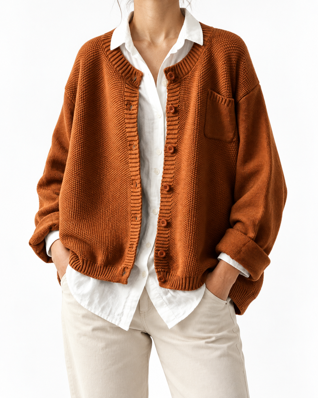Marlene - Linen Cardigan — Elina Dublin studio photograph