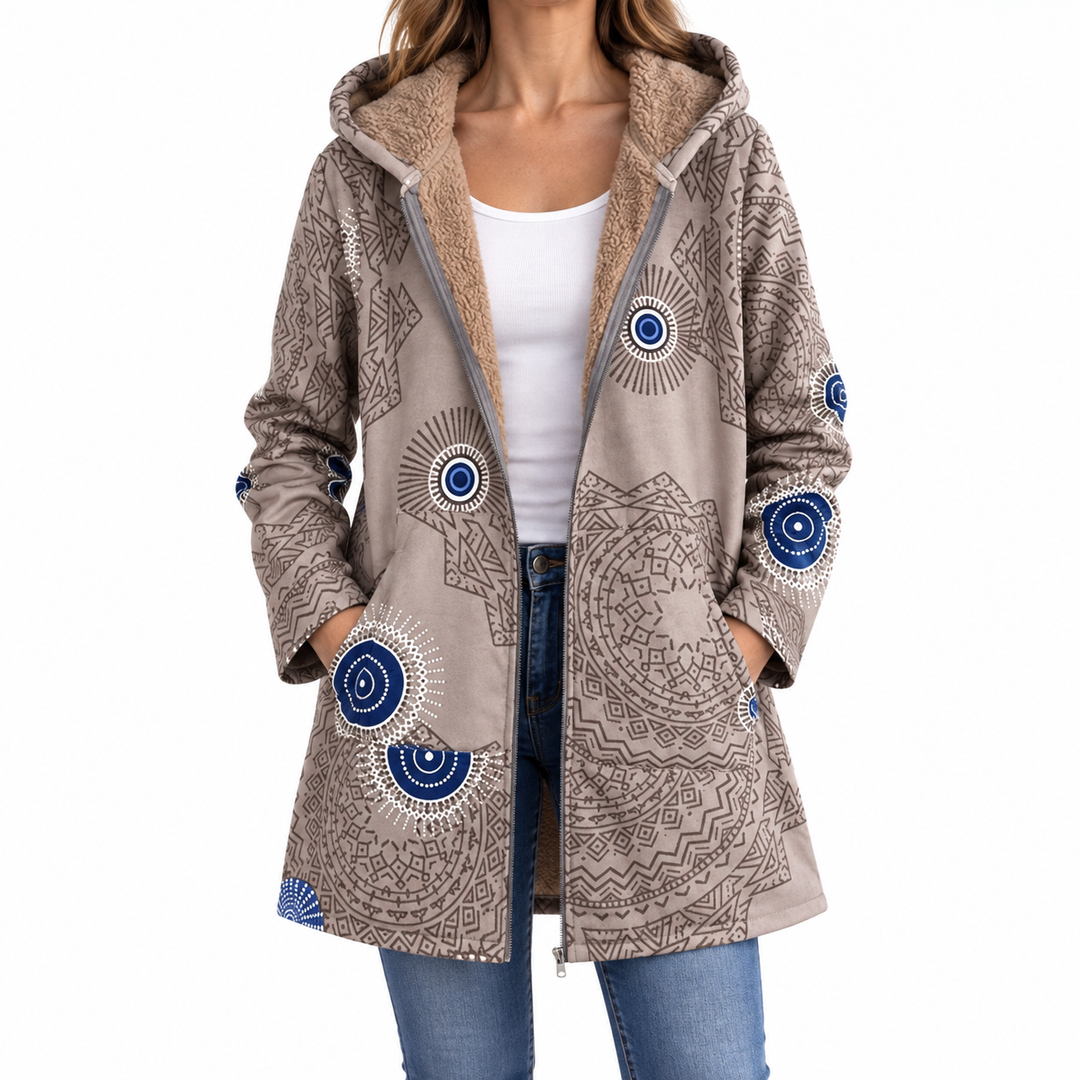 Noemi | Coat with Mandala Pattern — Elina Dublin studio photograph