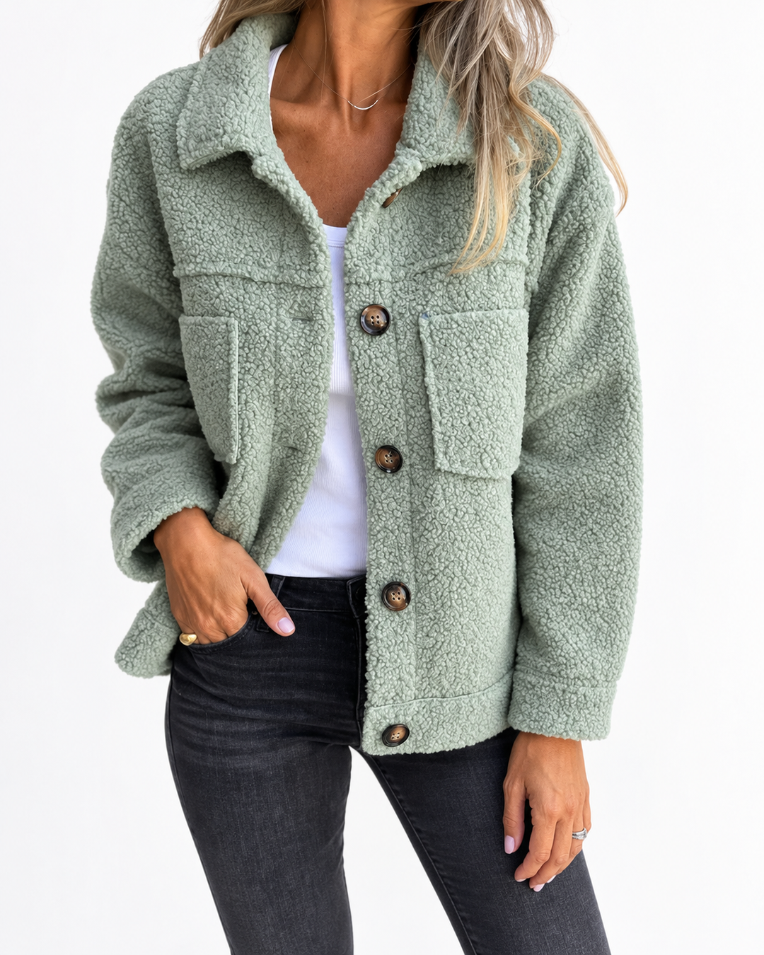 MOIRA™ - Relaxed Fit Fleece Jacket — Elina Dublin studio photograph