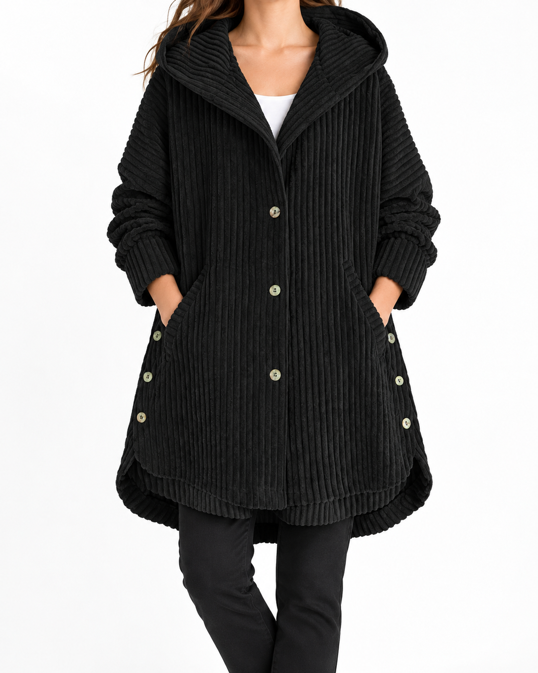 NIAH™ - Cosy Hooded Coat — Elina Dublin studio photograph